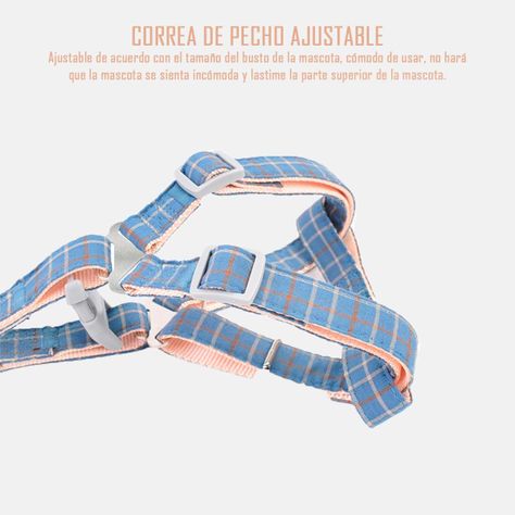 Arnes Pechera + Correa Tela Azul Resistente Mascotas Perros Gatos-2