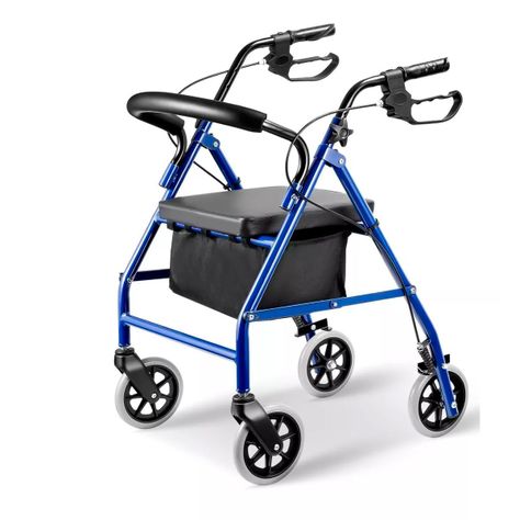 Andador Burrito Plegable 4 Ruedas Con Asiento Freno Y Bolso 3003C-0