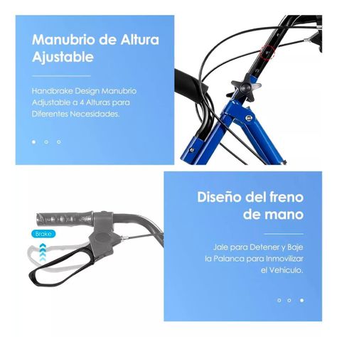 Andador Burrito Plegable 4 Ruedas Con Asiento Freno Y Bolso 3003C-3
