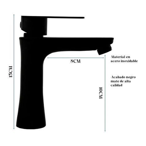 Llave Grifería Lavamanos Simple Para Baño Negro Mate Tap05-3