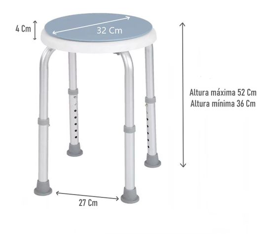 Piso Silla De Ducha Giratorio Redondo Altura Ajustable 103C-6