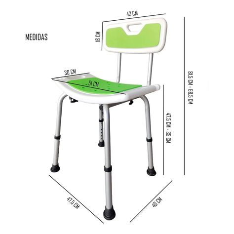 Silla De Ducha Para Baño Portatil Aluminio Altura Ajustable-5