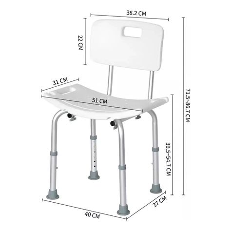 Silla Piso De Ducha Para Baño Altura Ajustable Portatil 301A-2