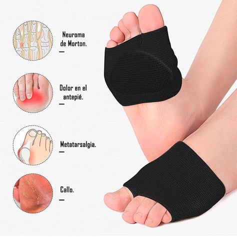 Par Almohadillas Metatarsianas Dedos Pies Negro Talla S-1