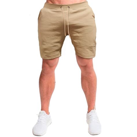 Short Slim Fit Gym Hombre Beige-1