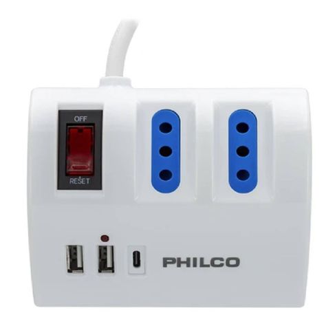 Extension 3 enchufes + 2 USB + USB Tipo C Blanca-0