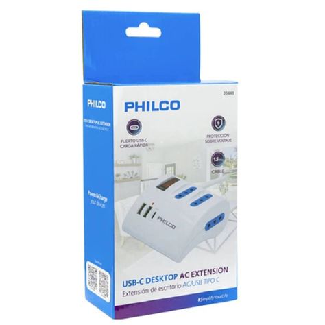 Extension 3 enchufes + 2 USB + USB Tipo C Blanca-3