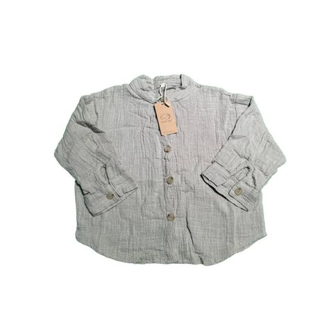 Polera Retro de algodón y lino 90 cm Gris-0