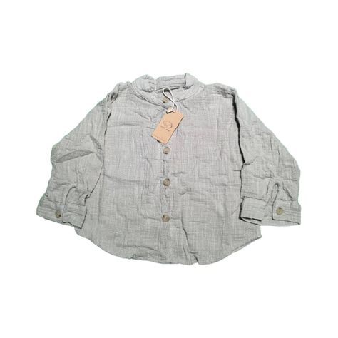 Polera Retro de algodón y lino 90 cm Gris-1