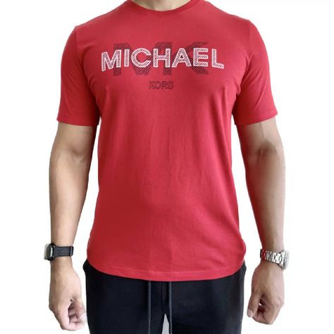 Polera MK Roja Cuello Redondo Letras Blancas Talla L-0