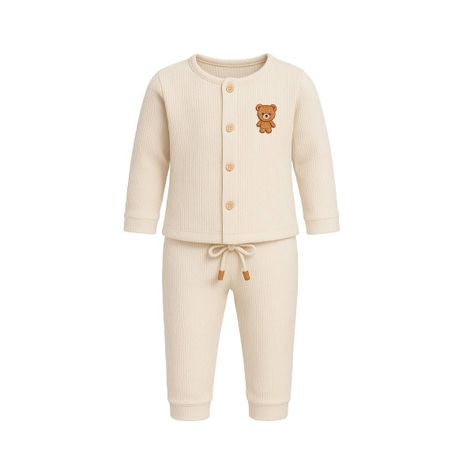Pijama infantil para niños de 2 piezas 66 cm Caqui-0