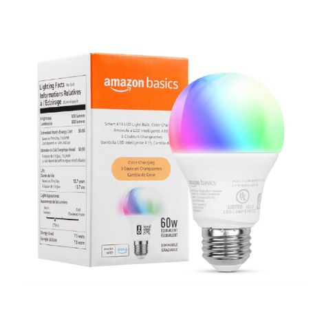 Ampolleta Inteligente Amazon Basics Smart A19 LED Multicolor-0