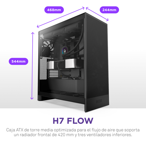 Gabinete NZXT H7 Flow (2024) Mid-Tower Case Negro-1