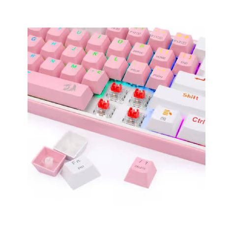 Teclado Redragon Fizz RGB K617-RGB Pink/White-2