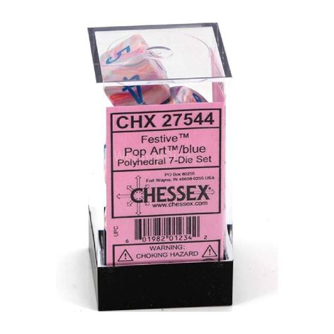 Chessex 7-Die Set Mini Festive Pop Art/Blue-1