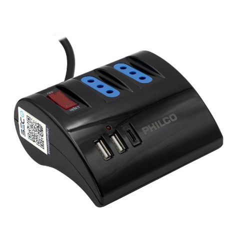 Extension Escritorio Philco 220V + 2 USB 1 USB-C-1