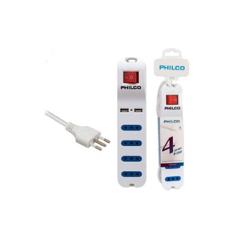 Alargador Philco Xt41 Usb 4 Pos Blanco 2500 W USB-0