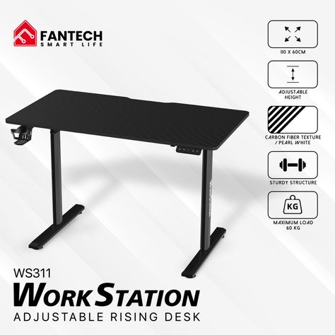 Escritorio Home Office Fantech Ws311 Negro Eléctrico-9
