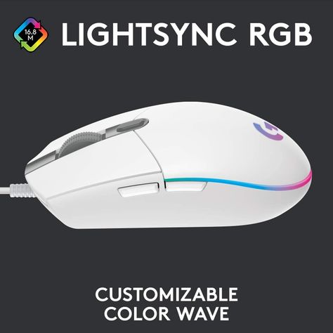 Mouse Gamer Logitech G203 Lightsync Rgb 8000 dpi Blanco-4