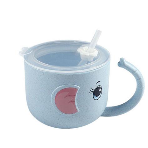 Vaso para Niños Diseño Elefante Antiderrames Celeste-0