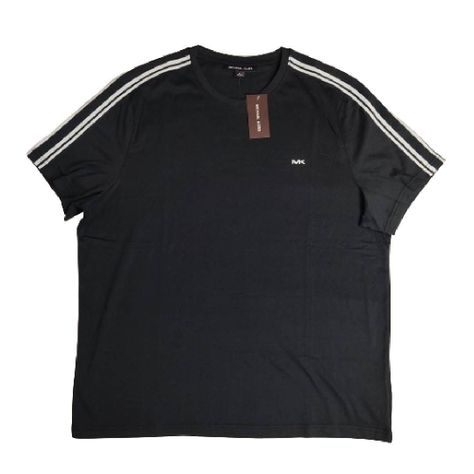 Polera MK Negra Cuello Redondo Lineas Blancas Talla Xl-0