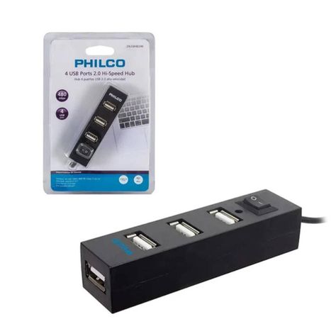HUB 4 Puertos Negro USB 2.0 Philco-2