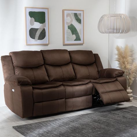 Sillon 3 cuerpos brown reclinable electrico + usb -2