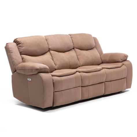 Sillon 3 cuerpos mocha reclinable electrico + usb -1