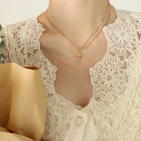 Collar Baño Oro 18k Cruz Grumet Diseño-2