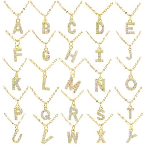 Collar Baño Oro 18k Letra Inicial Brillitos Q-1