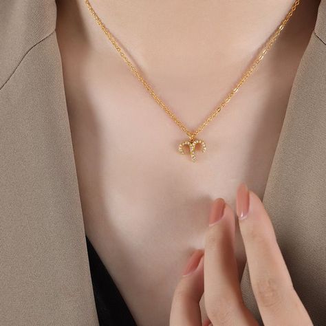 Collar Baño Oro 18k Signo Zodiaco Aries-1