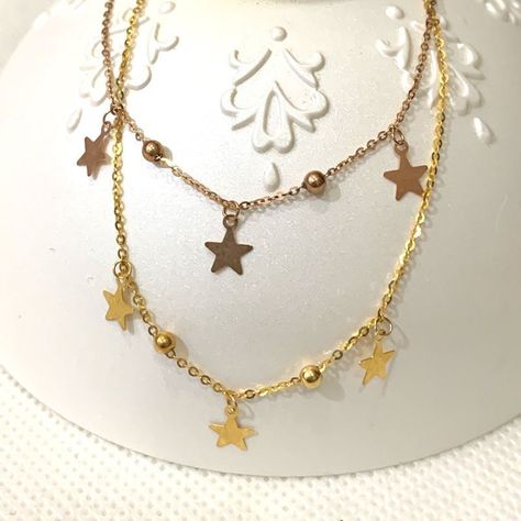 PULSERA PELOTITAS 3 ESTRELLAS  ROSE GOLD 18K-3