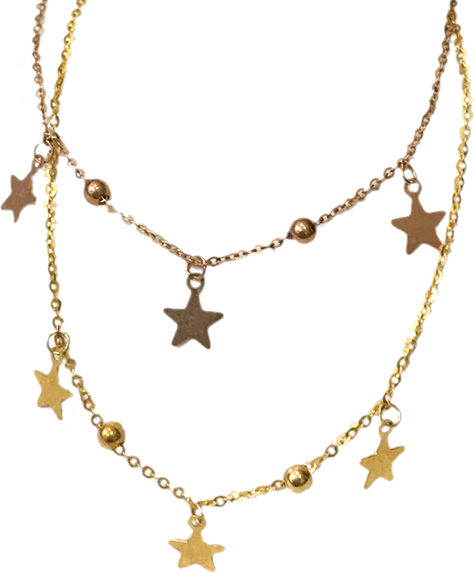 PULSERA PELOTITAS 3 ESTRELLAS  ROSE GOLD 18K-0
