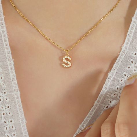 Collar Baño Oro 18k Letra Inicial Brillitos S-3