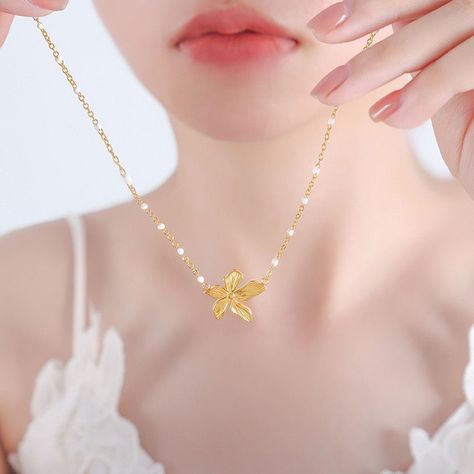 Collar Baño Oro 18k Flor-3