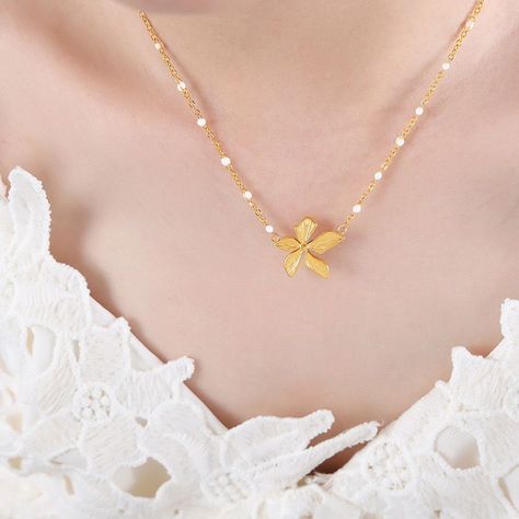 Collar Baño Oro 18k Flor-4