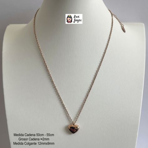 Collar Baño Oro Rosado 18k Corazón Liso Largo-3