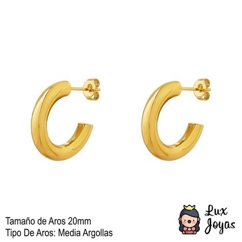 Aros Baño Oro Amarillo 18k Media Argolla Tubo S-3