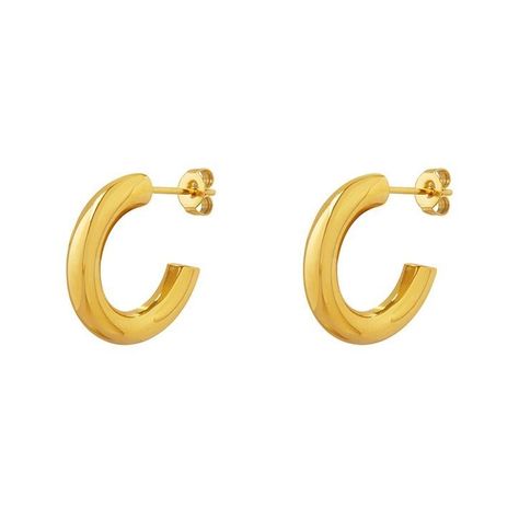 Aros Baño Oro Amarillo 18k Media Argolla Tubo S-0