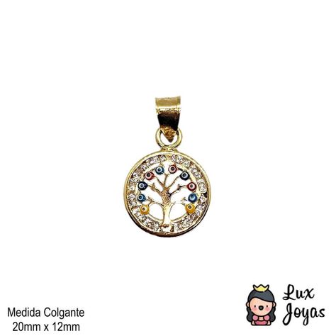 Colgante Árbol De La Vida Ojo Turco Colores Oro Au750 - 18k Italiano-2