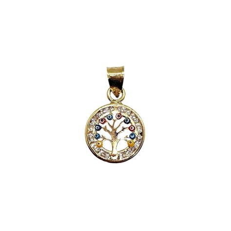 Colgante Árbol De La Vida Ojo Turco Colores Oro Au750 - 18k Italiano-0