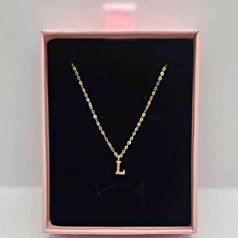 CADENA ESLABONES ORO 18K COLGANTE LETRA INICIAL L 18K-1
