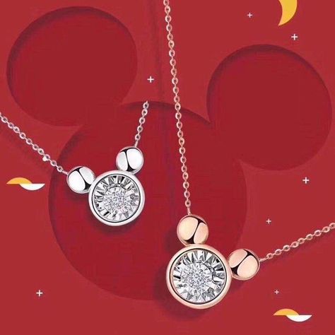 COLLAR ESLABONES ORO ROSADO 18K MICKEY CON DIAMANTE 3P-1
