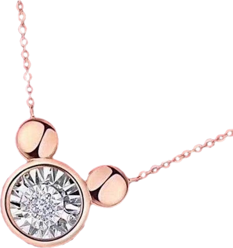COLLAR ESLABONES ORO ROSADO 18K MICKEY CON DIAMANTE 3P-0