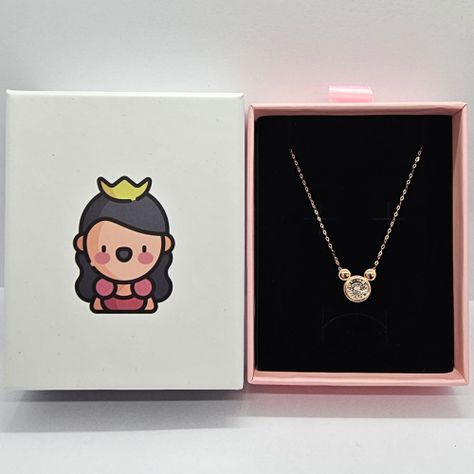 COLLAR ESLABONES ORO ROSADO 18K MICKEY CON DIAMANTE 3P-3