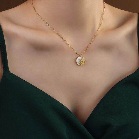 Collar Baño Oro 18 Kilates Rosa Nácar Brillito-2