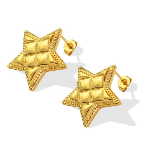 Aros Baño Oro Amarillo 18k Pegados Estrellas Diseño-0
