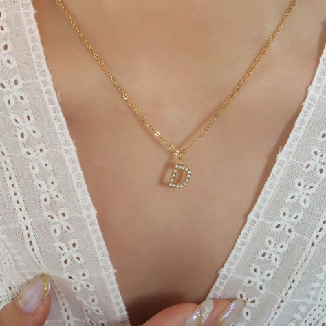 Collar Baño Oro 18k Letra Inicial D Brillitos-1