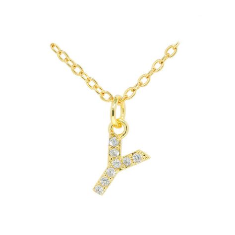 Collar Baño Oro 18k Letra Inicial Brillitos Y-2