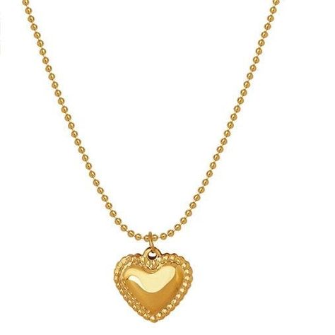 Collar Baño De Oro Amarillo 18k Pelotitas Corazón-0
